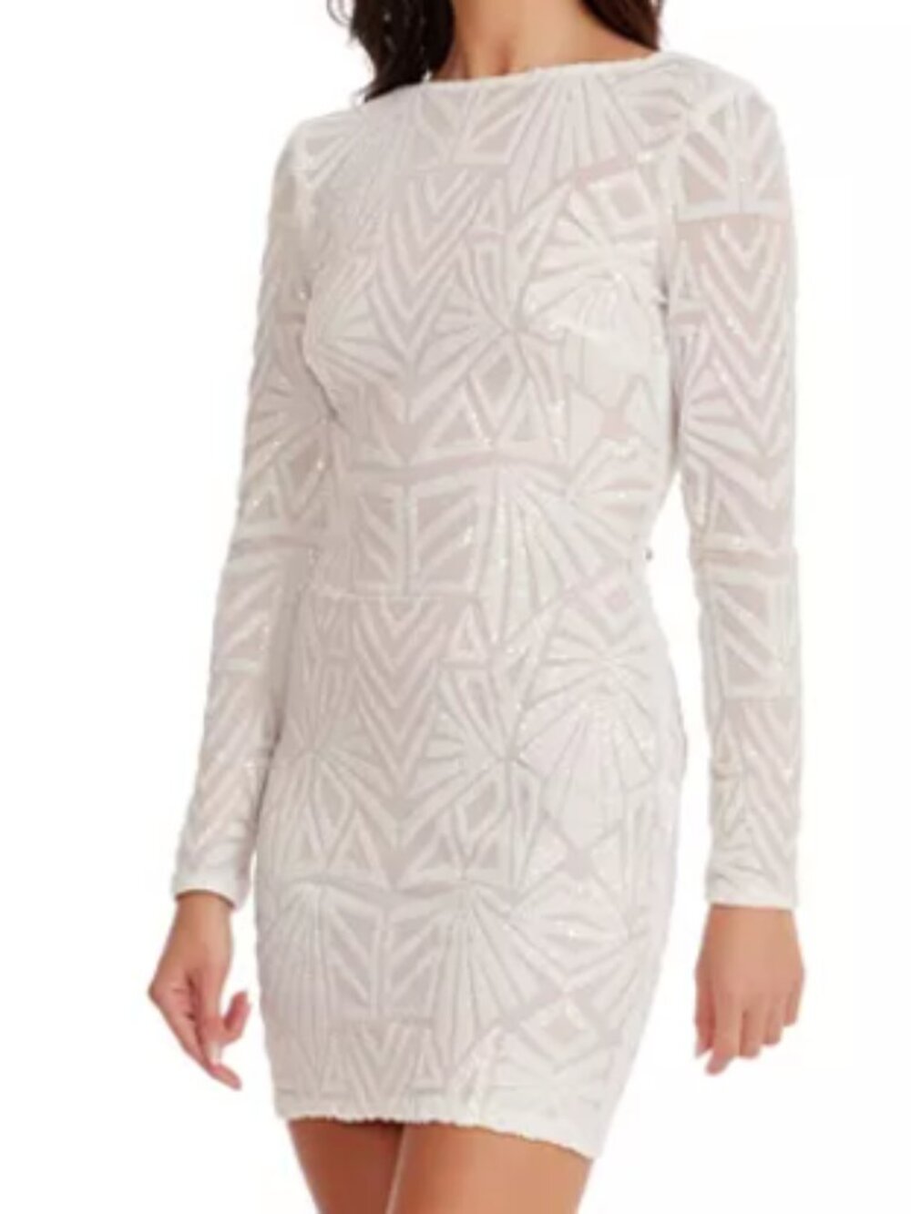 Dress the Population 'Lola' White Sequin Body Con Dress